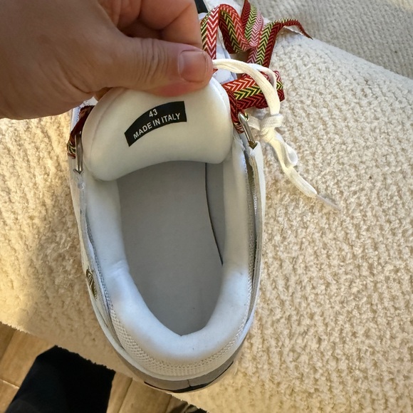 Lanvin White and Black Sneakers with Red Laces - Picture 6 of 6